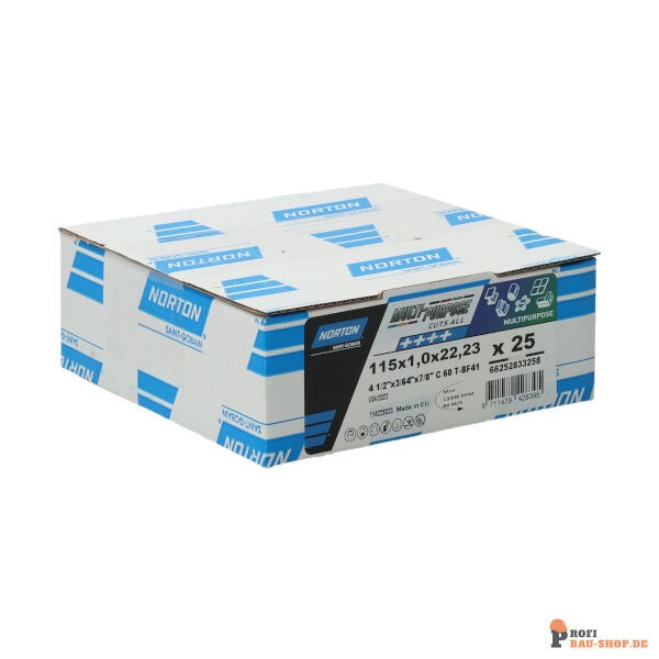 nortonschleifmittel/NORTON_schleifmittel_66252833258 Flat cutting off wheel Angle Grinder Norton MULTI PURPOSE MULTIPURPOSE 115x1x22_23mm_145814